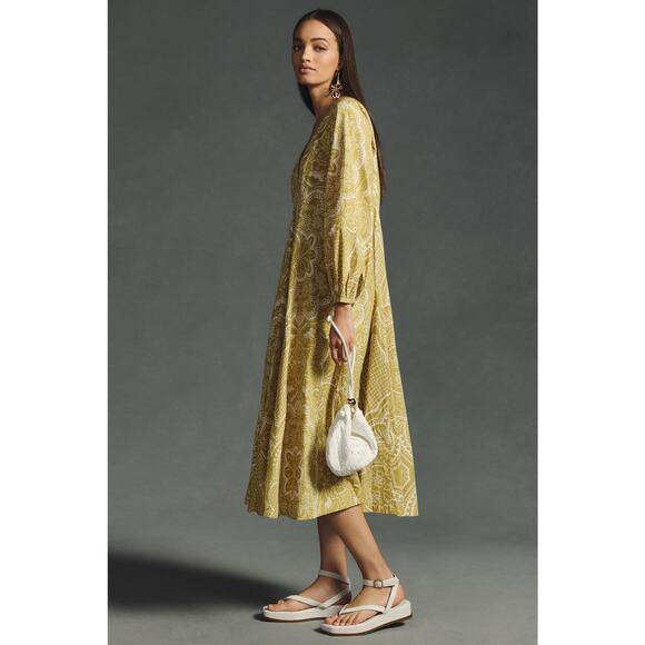 Anthropologie X Long-Sleeve V-Neck Dress Multicolor Size M NWT - Picture 2 of 10